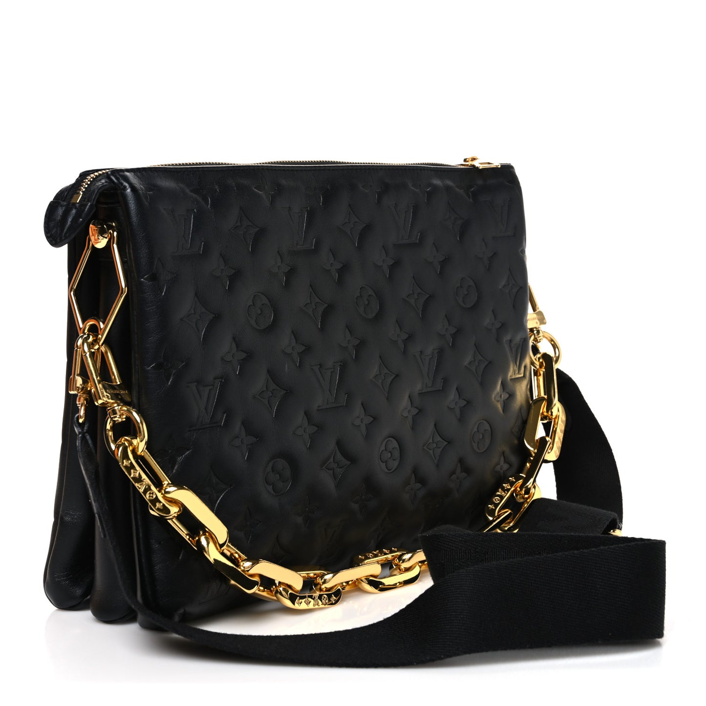 Lambskin Embossed Monogram Coussin MM Black