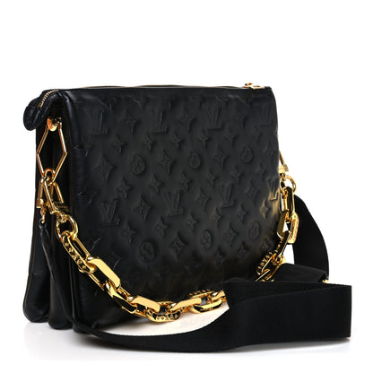 Louis Vuitton Lambskin Embossed Monogram Coussin MM Black 2 of 9