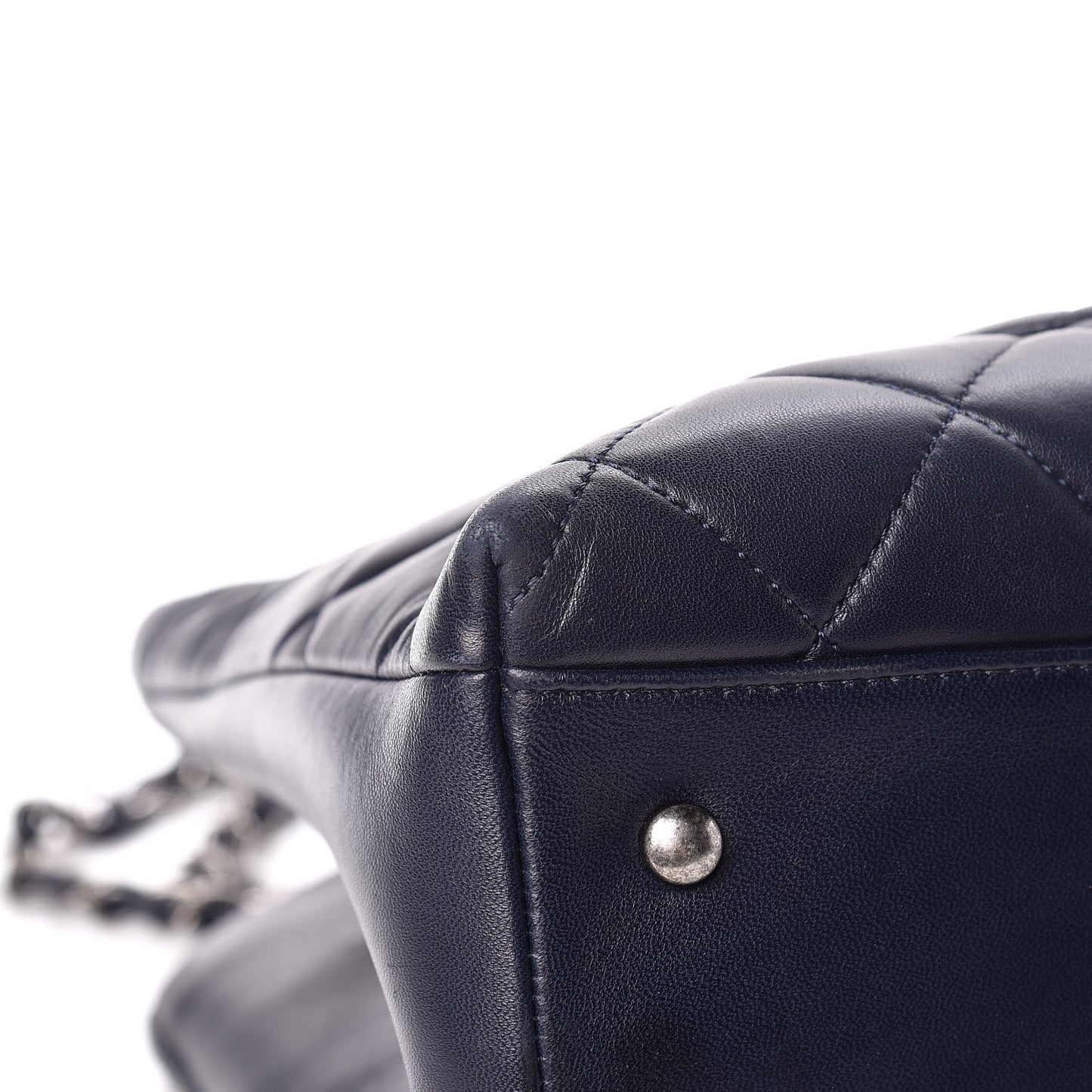 Lambskin Quilted Trendy CC Tote Navy