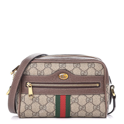 Gucci GG Supreme Monogram Web Mini Ophidia Shoulder Bag Brown 1 of 13