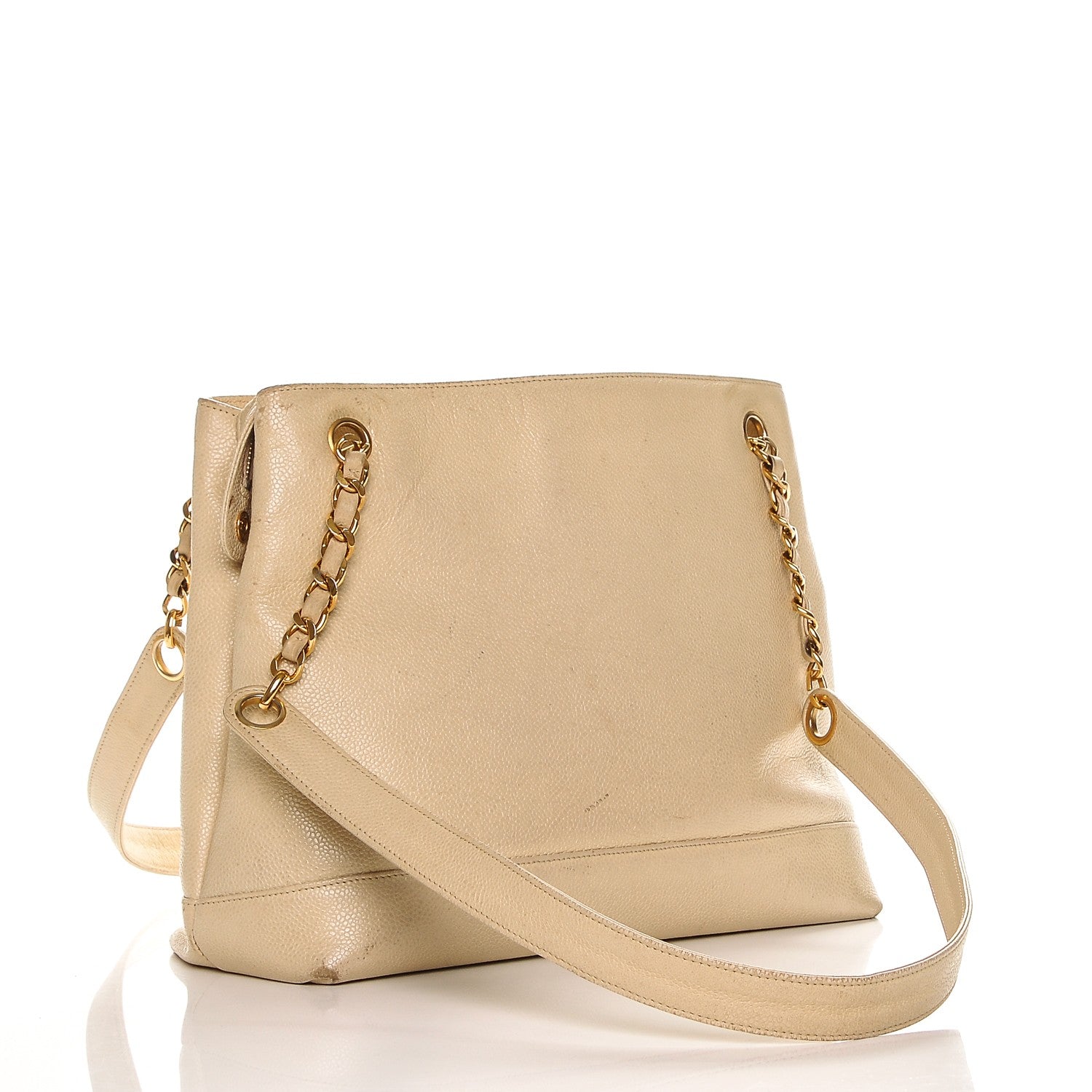 Chanel Caviar CC Shoulder Bag Beige 3 of 7