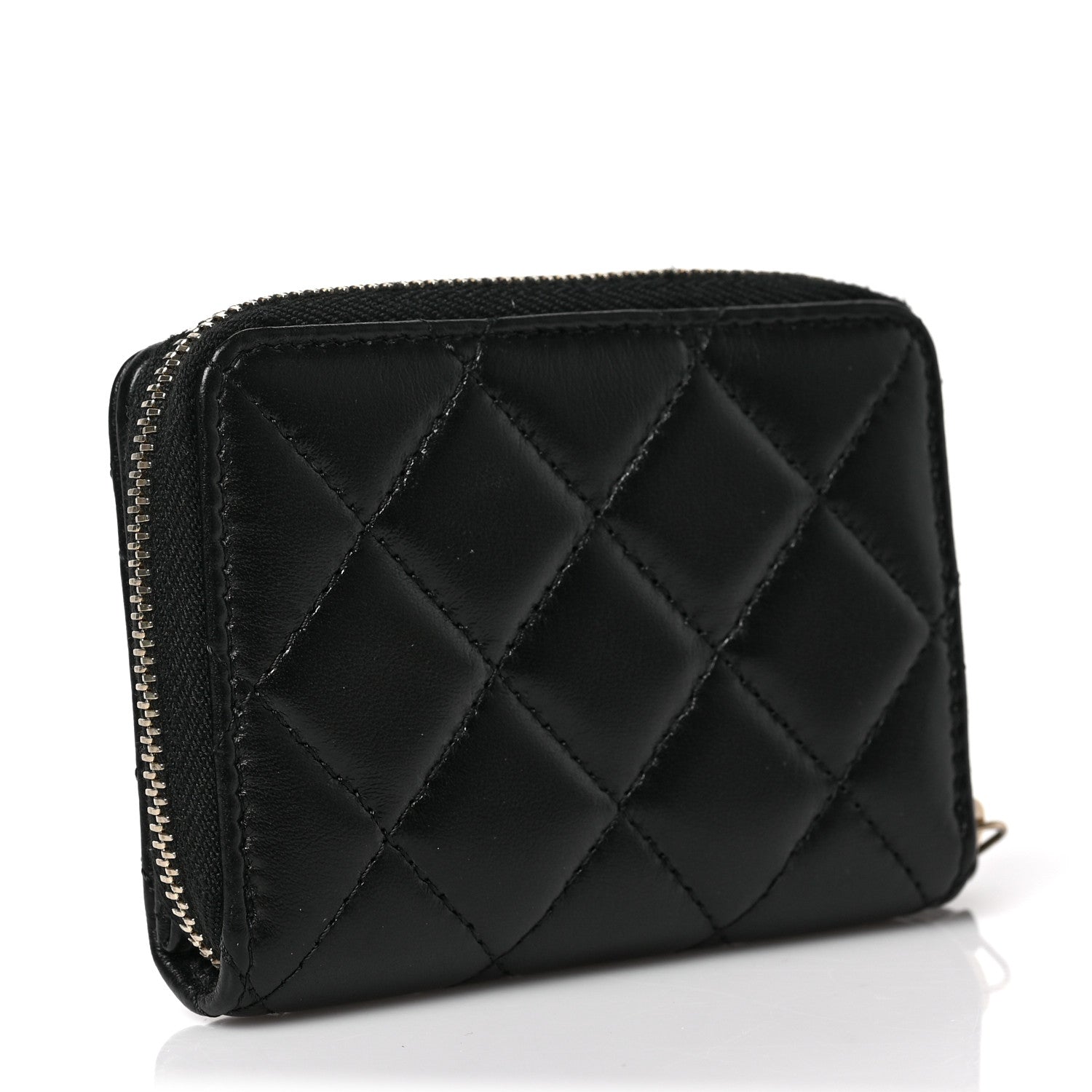 Chanel Lambskin Quilted Compact Zipped Wallet Black 3 of 7