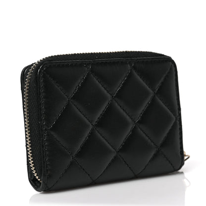 Chanel Lambskin Quilted Compact Zipped Wallet Black 3 of 7