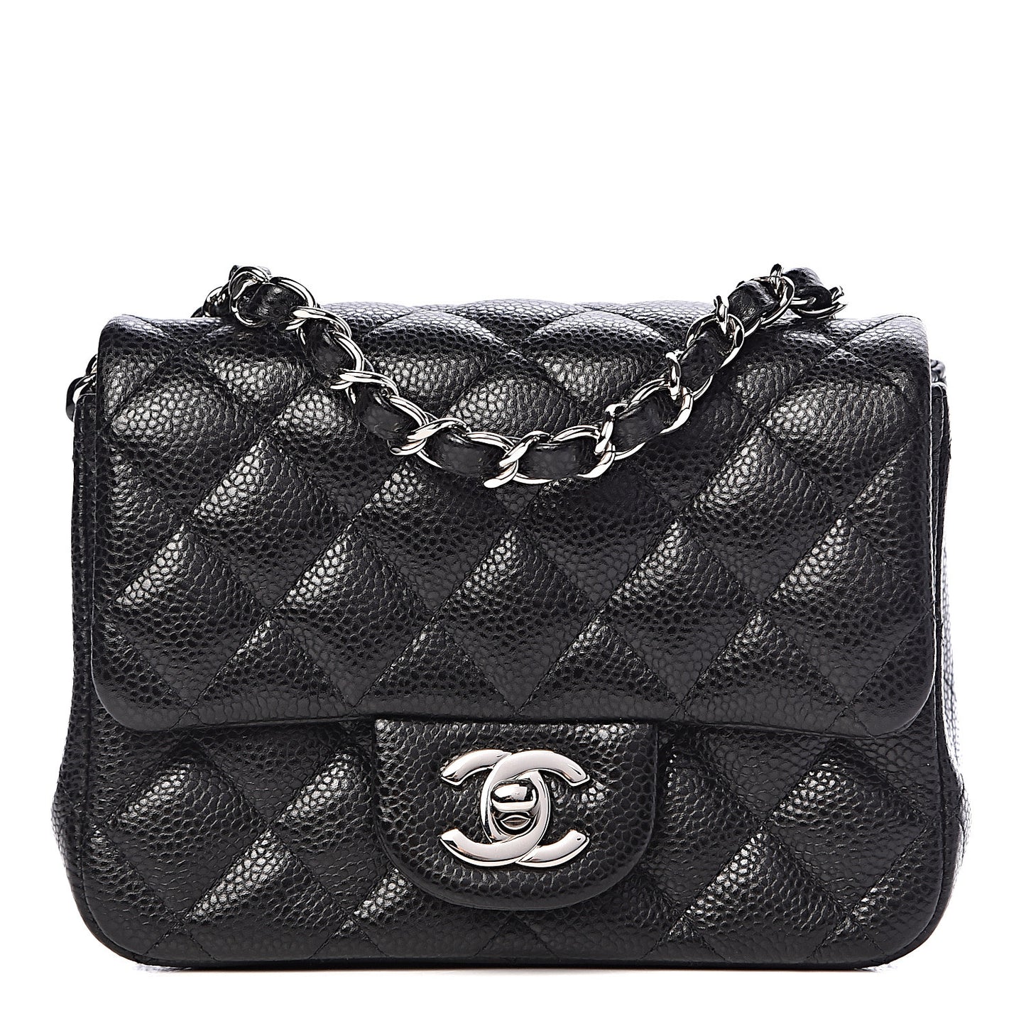 Caviar Quilted Mini Square Flap Black