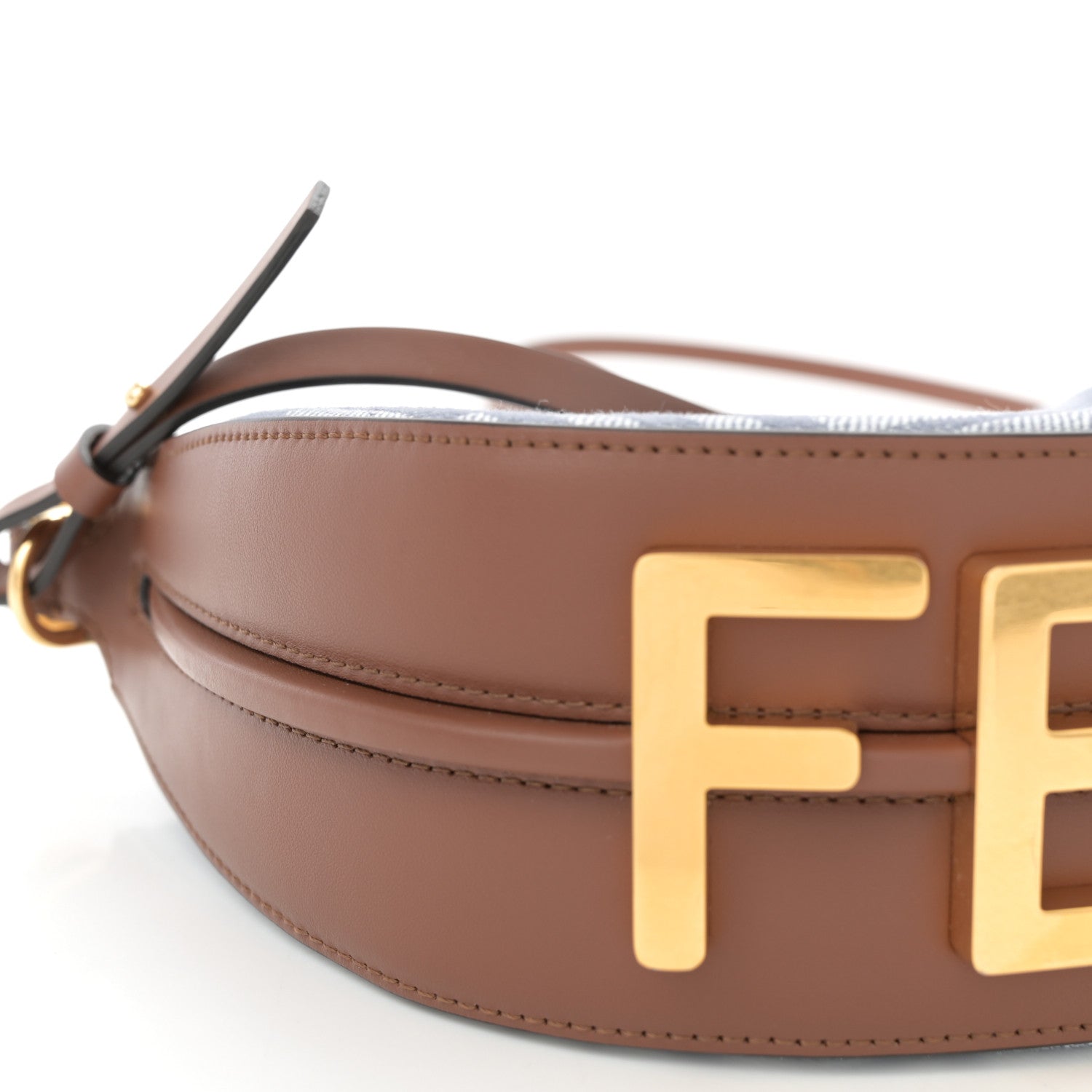Fendi Denim Vitello King F is Fendi FF Embroidered Mini Fendigraphy Hobo Bag Blue Brown 9 of 10