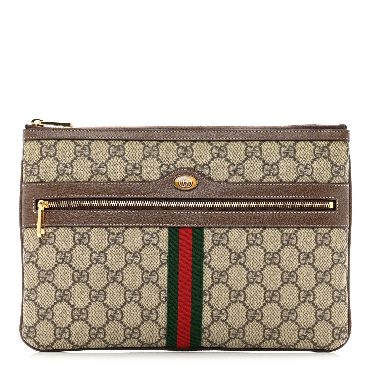 Gucci GG Supreme Monogram Large Ophidia Pouch Clutch Brown 1 of 7