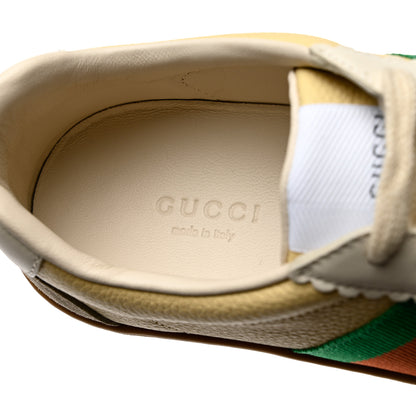 Gucci Calfskin Suede Web Womens G74 Sneakers 35 Oatmeal Burro New Mystic White 6 of 8