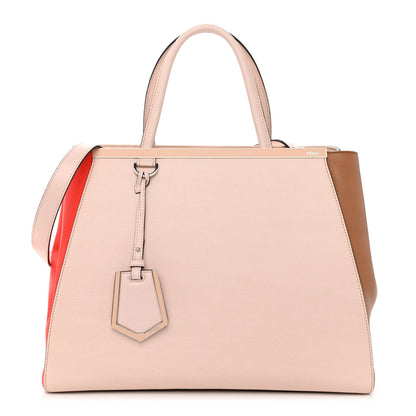 Fendi Vitello Elite Colorblock Regular 2Jours Tote Rosa Plaster Orzo Papavero 1 of 14