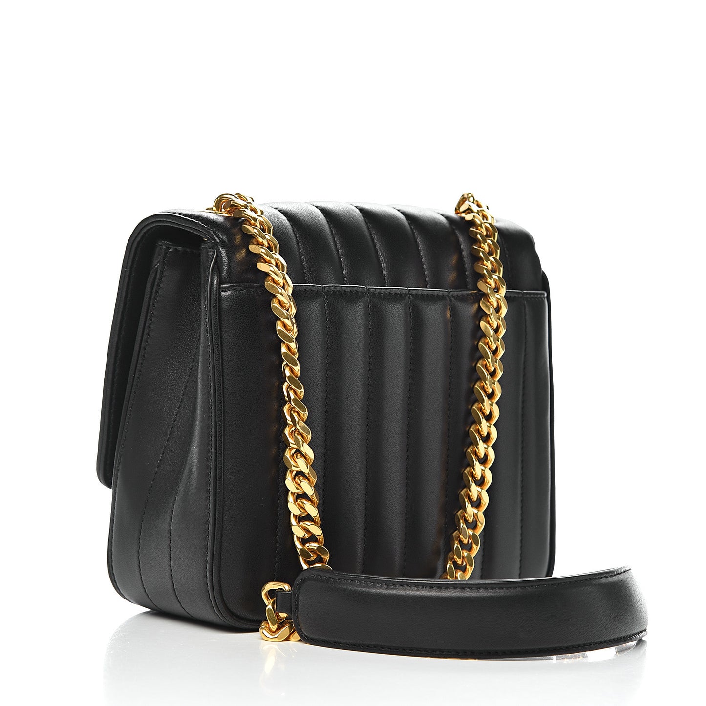 Lambskin Matelasse Monogram Medium Vicky Chain Bag Black