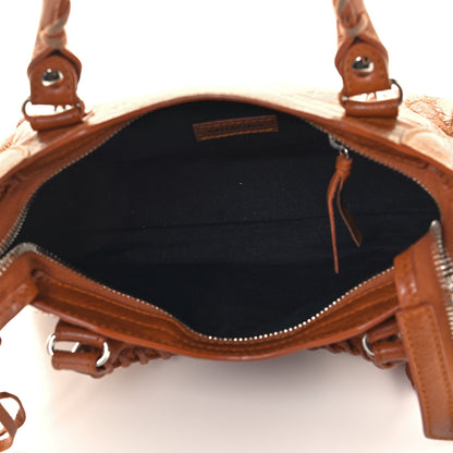 Balenciaga Agneau Classic Silver Hardware Mini City Logo Strap Camel Black 5 of 10
