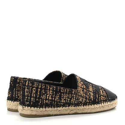 Chanel Metallic Tweed Grosgrain CC Espadrilles 39 Black Gold 4 of 10