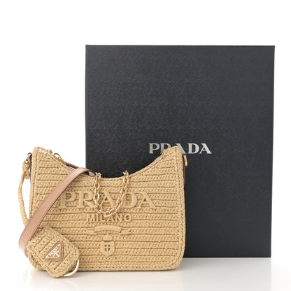 Prada Yarn Raffia Effect Crochet Mini Re-Edition 2000 Shoulder Bag Naturale 11 of 11