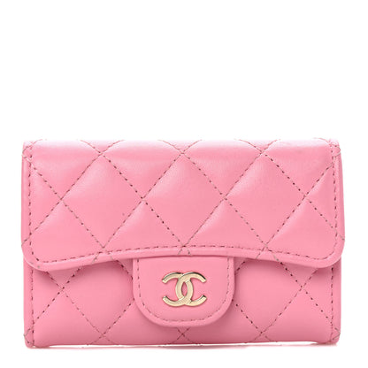 Chanel Lambskin Quilted Flap Card Holder Wallet Pink 1 of 11