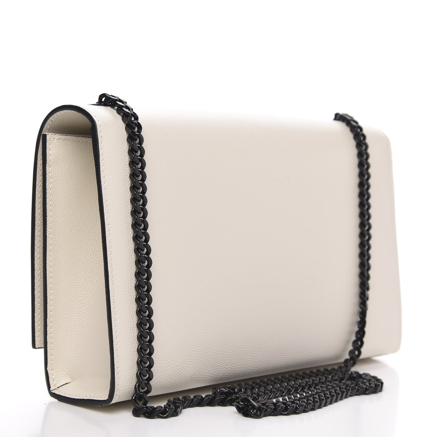 Saint Laurent Grain De Poudre Medium Classic Monogram Kate Satchel Porcellana Black 3 of 10