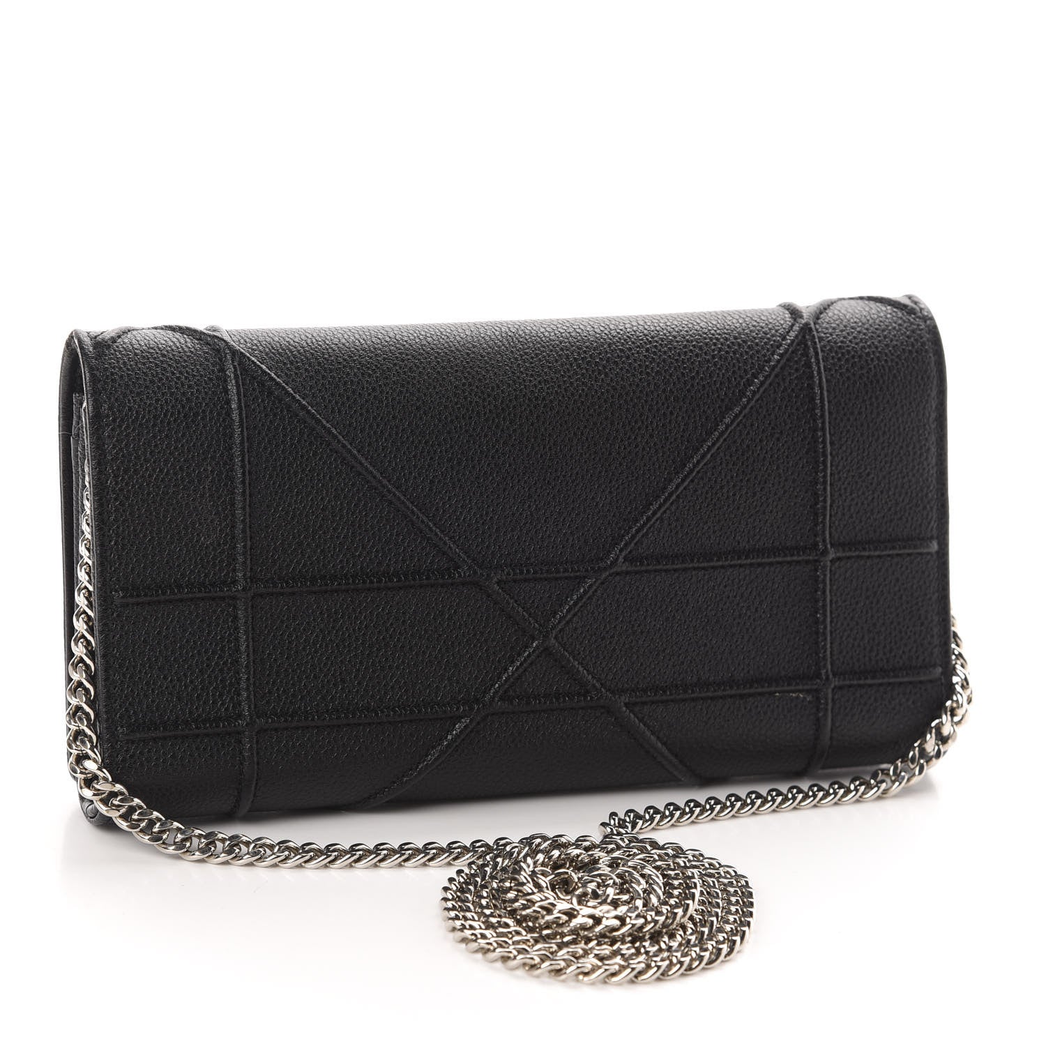 Christian Dior Grained Calfskin Diorama Croisiere Chain Wallet Black 2 of 12