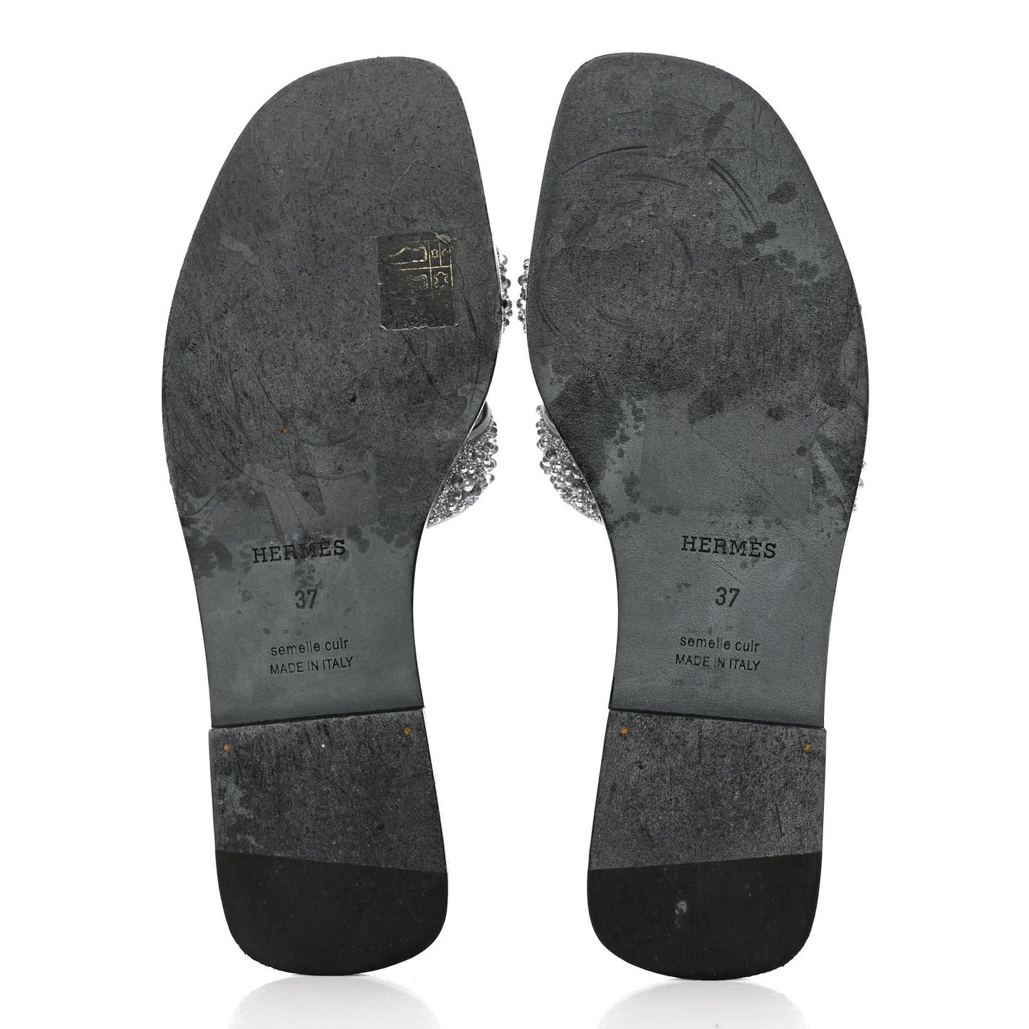 Velvet Goatskin Crystal Beads Oran Sandals 37 Gris Argente