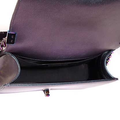 Chanel Iridescent Goatskin Quilted Medium Boy Flap Purple 6 of 8