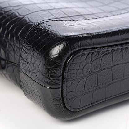 Chanel Calfskin Crocodile Embossed Small Gabrielle Cocodile Hobo Black 10 of 11
