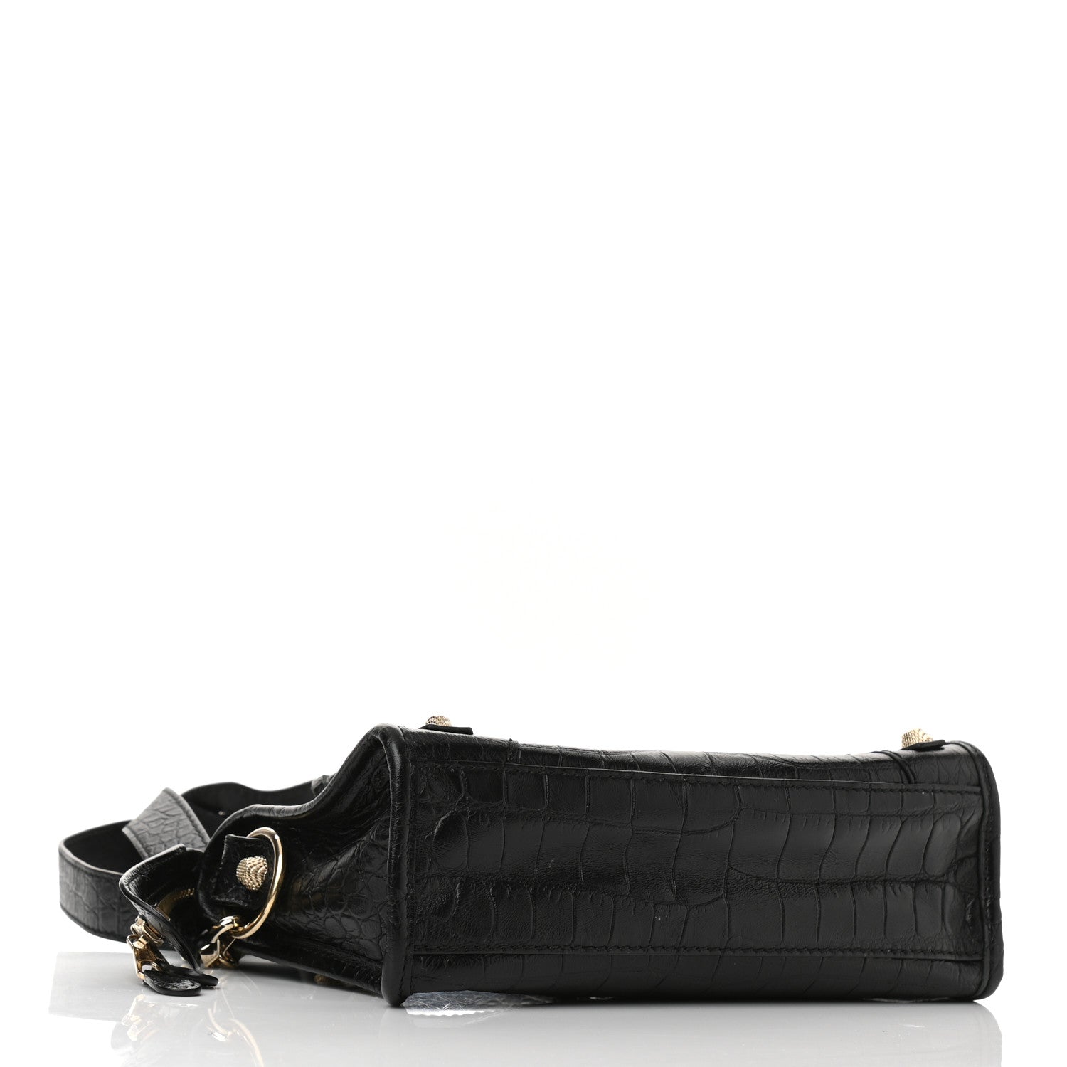 Balenciaga Calfskin Crocodile Embossed Giant 12 Gold Hardware Mini City Black 3 of 7