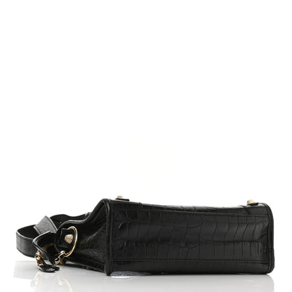 Balenciaga Calfskin Crocodile Embossed Giant 12 Gold Hardware Mini City Black 3 of 7