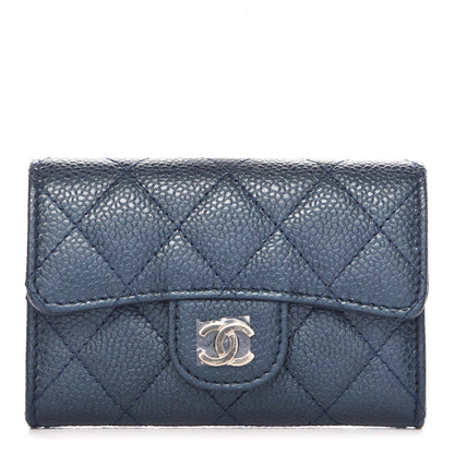 Chanel Metallic Caviar Quilted Flap Card Holder Dark Blue 1 of 11