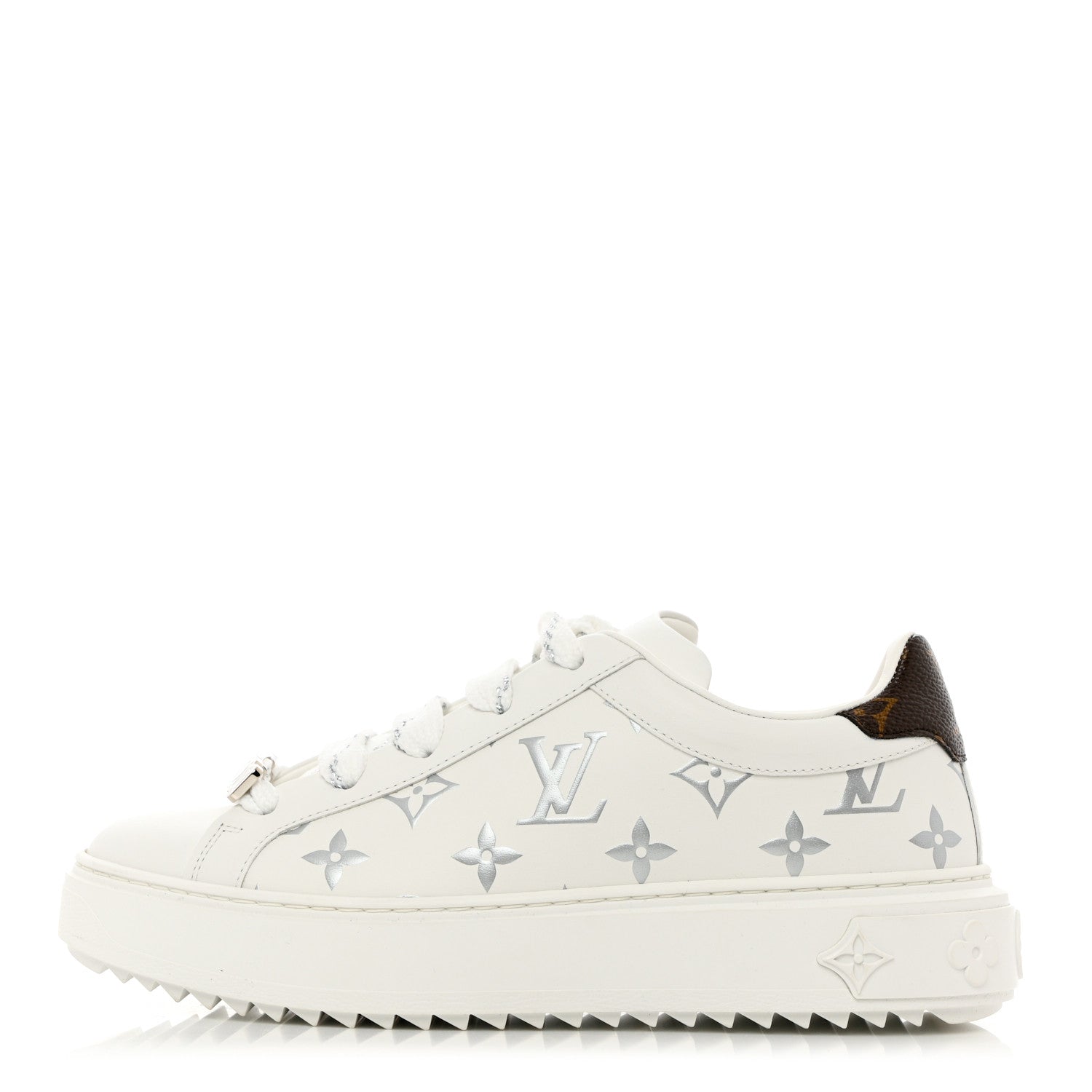 Louis Vuitton Calfskin Monogram Debossed Time Out Sneakers 36 White Silver 1 of 10