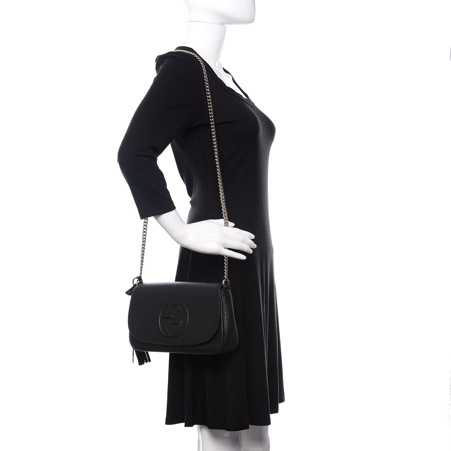 Gucci Pebbled Calfskin Medium Soho Flap Crossbody Black 2 of 11