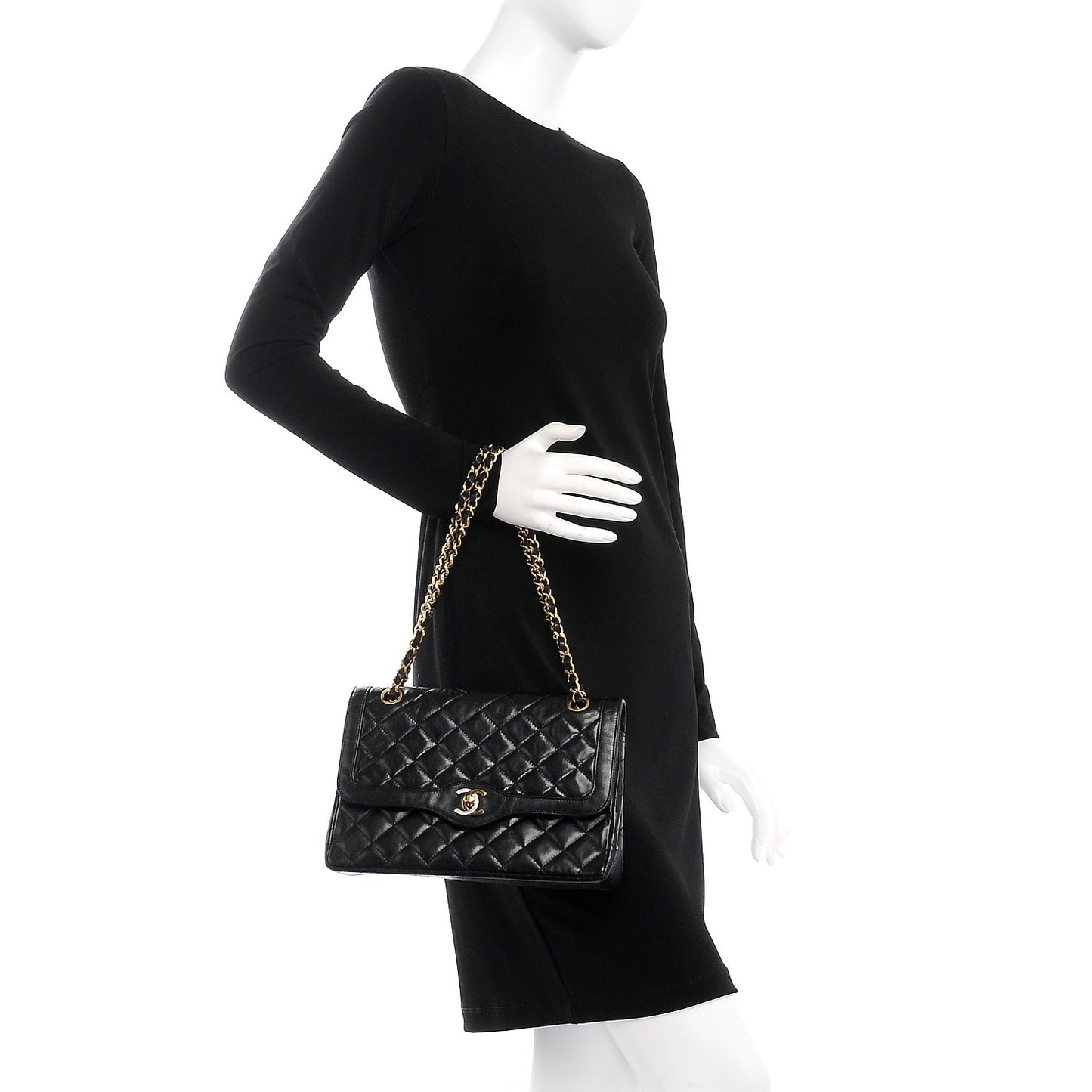 Lambskin Medium Double Flap Black