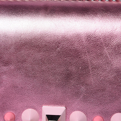 Fendi Vitello Catalan Mirror Scalloped Multi Studded Small Kan I Shoulder Bag Fuxia Chiaro 10 of 13