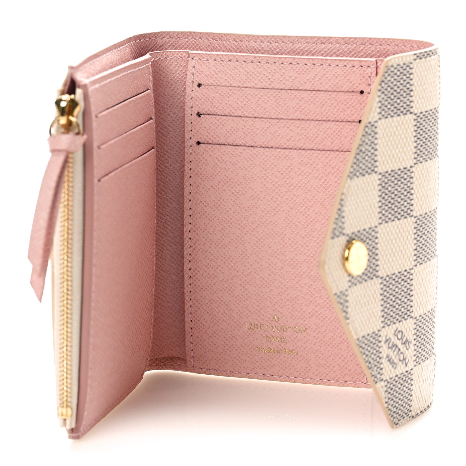 Louis Vuitton Damier Azur Victorine Wallet Rose Ballerine 5 of 9