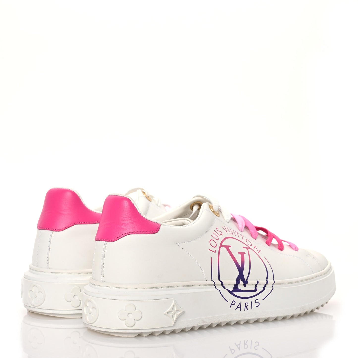 Monogram Time Out Sneakers 38 White Pink