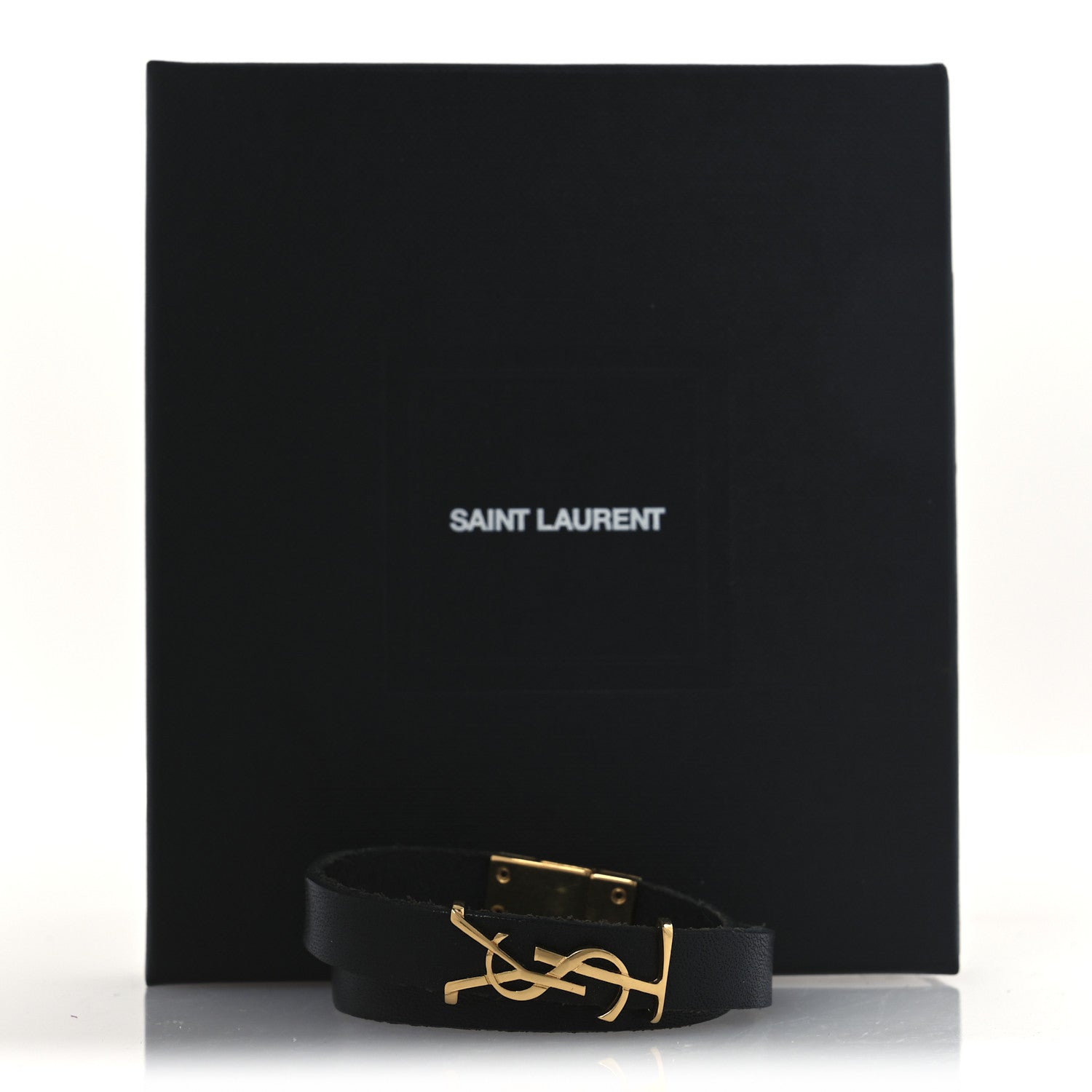 Saint Laurent Calfskin Opyum Double Wrap Bracelet Black 6 of 6