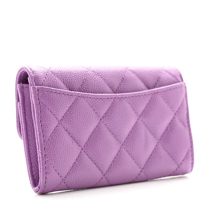 Chanel Caviar Quilted Flap Card Holder Wallet Purple 3 of 9