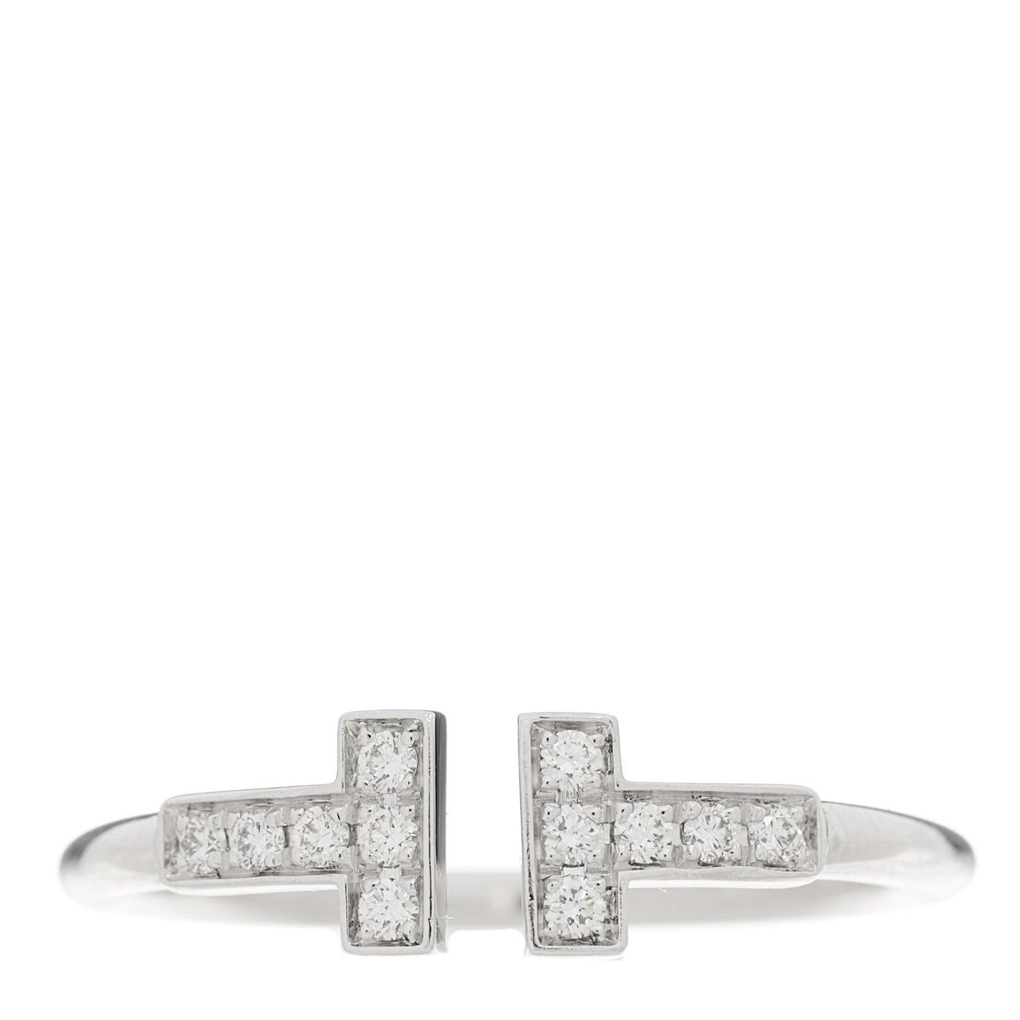 18K White Gold Diamond T Wire Ring 58 8.25