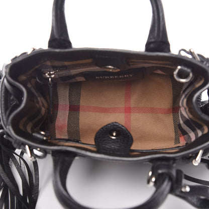 Burberry Grainy Calfskin Studded Fringe Baby Banner Tote Black 5 of 12