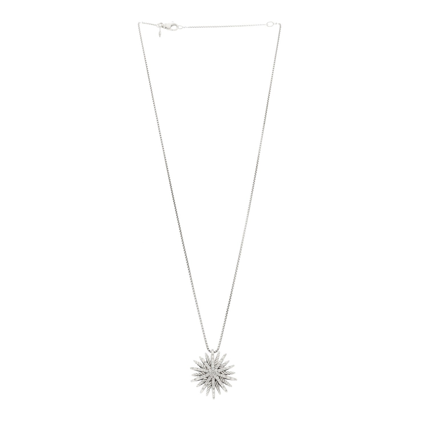 David Yurman Sterling Silver Diamond Medium Starburst Pendant Necklace 3 of 6
