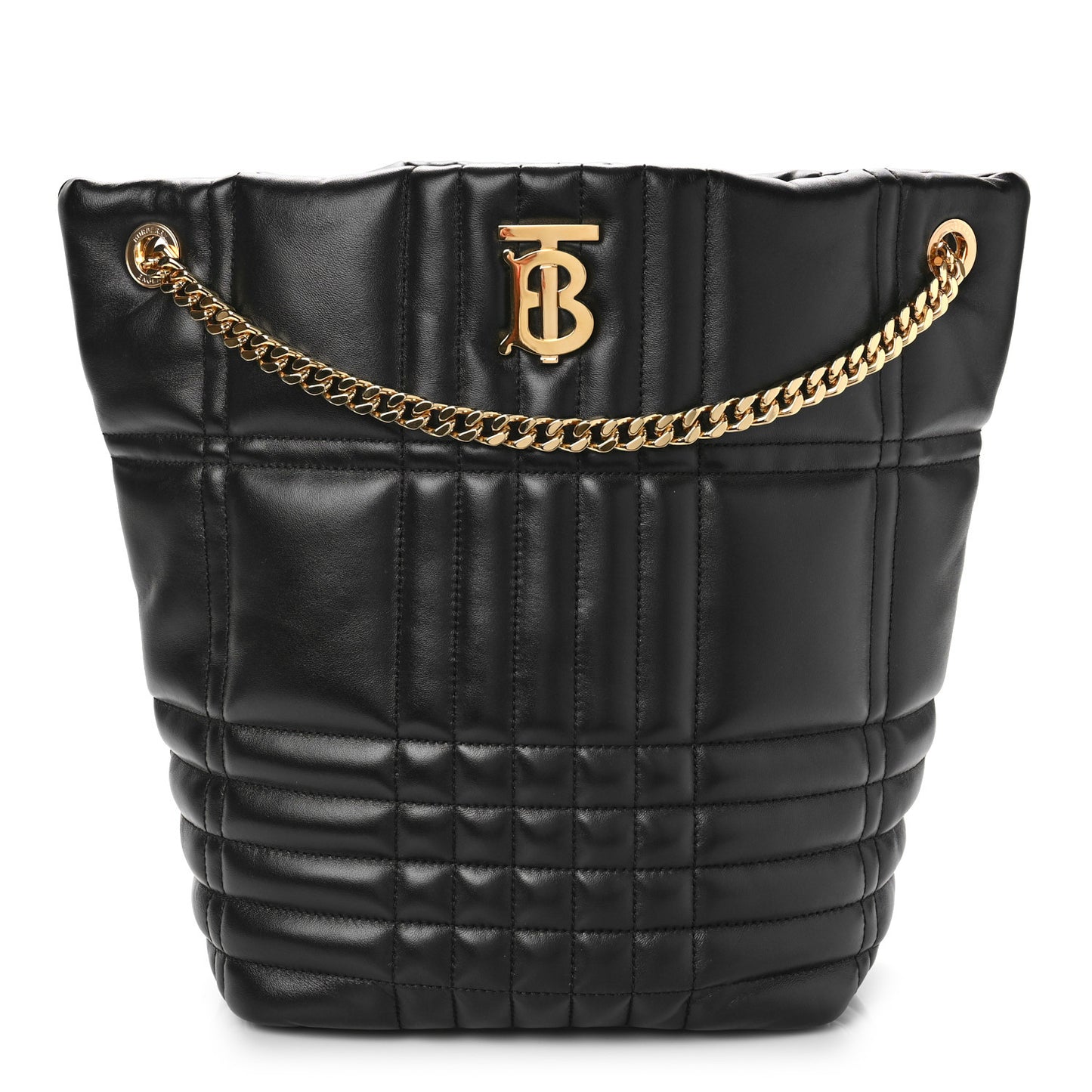 Lambskin Quilted Medium Lola Bucket Bag Black