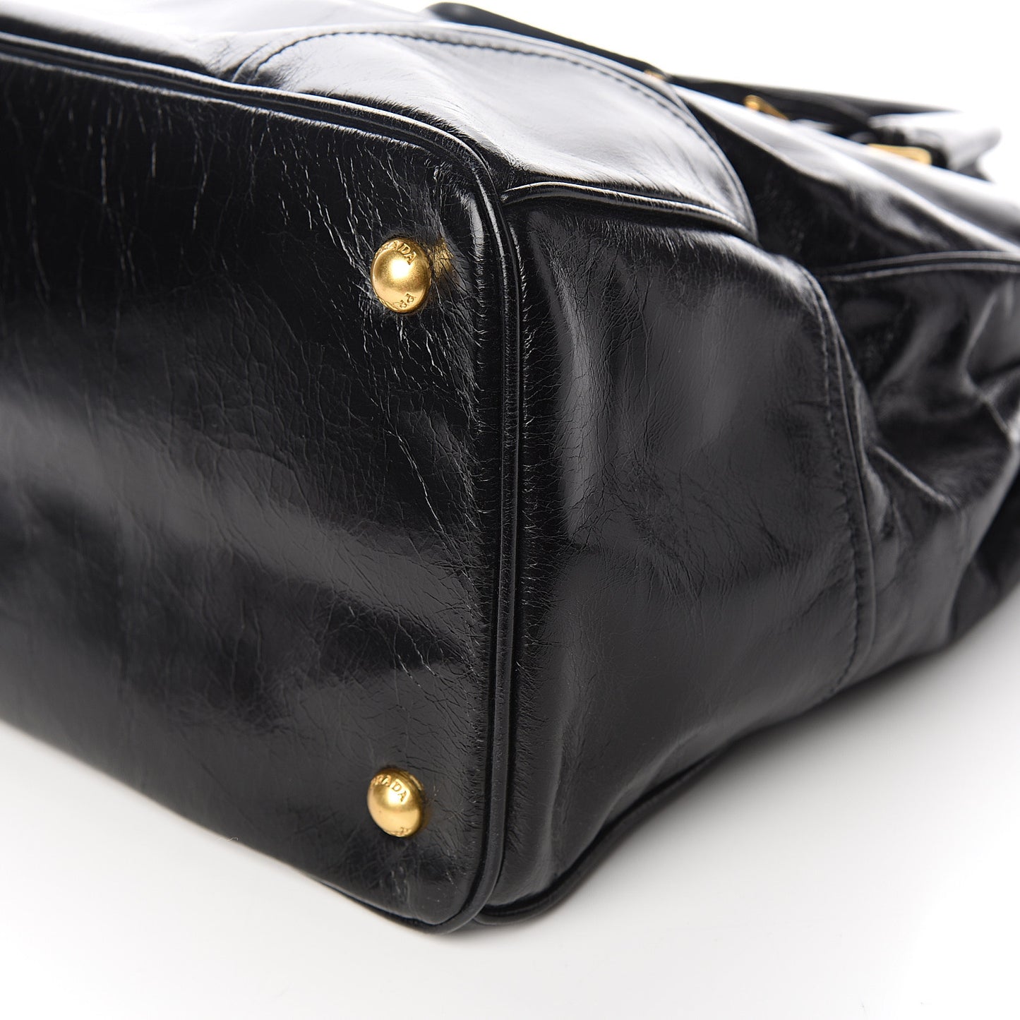 Vitello Shine Top Handle Bag Black