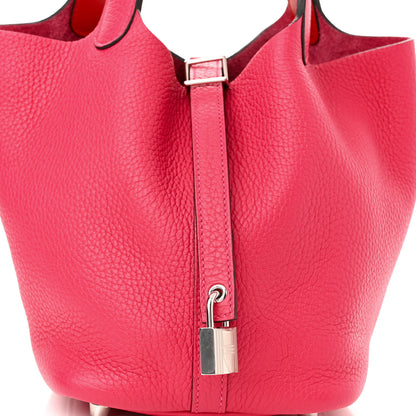 Hermes Taurillon Clemence Swift Eclat Picotin Lock 18 PM Rose Mexico Rouge De Coeur 8 of 10