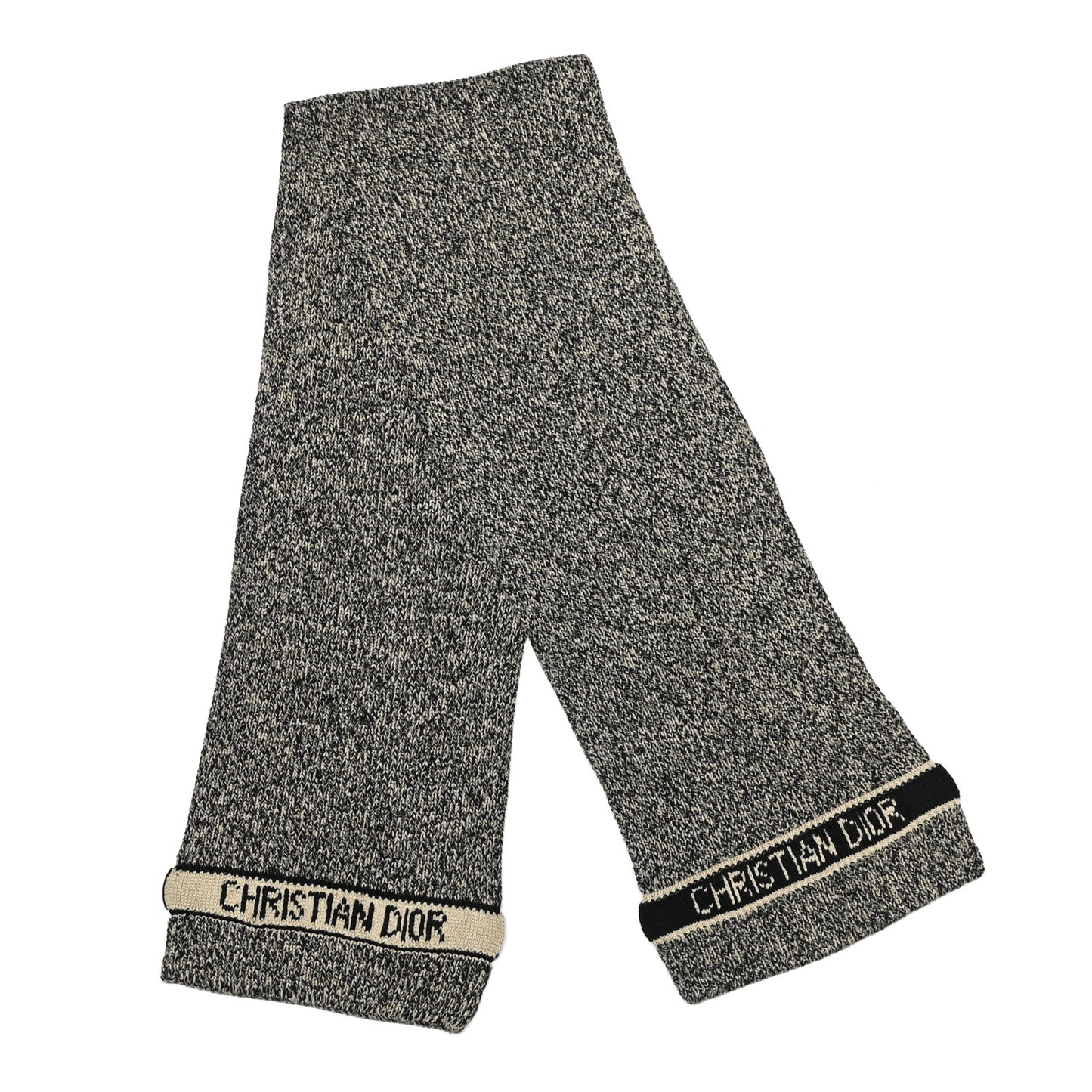 Wool Cashmere Logo Scarf Beige Black