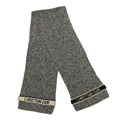 Christian Dior Wool Cashmere Logo Scarf Beige Black 2 of 4