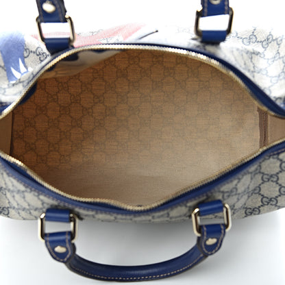 Gucci GG Plus Monogram Medium Boston Taiwan Flag Unicef Duffle Blue 5 of 10