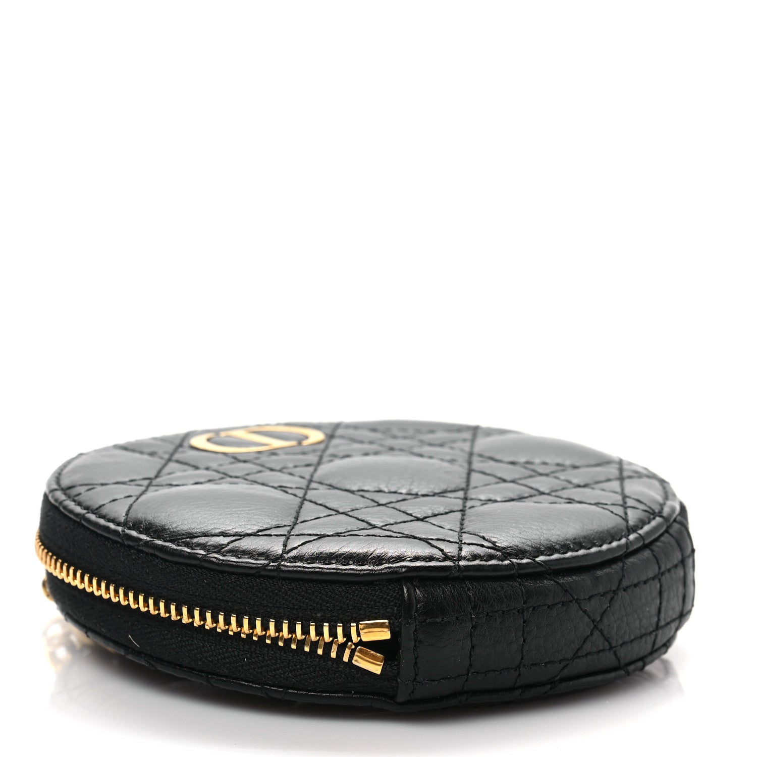 Christian Dior Calfskin Cannage Round Caro Pouch Black 3 of 6