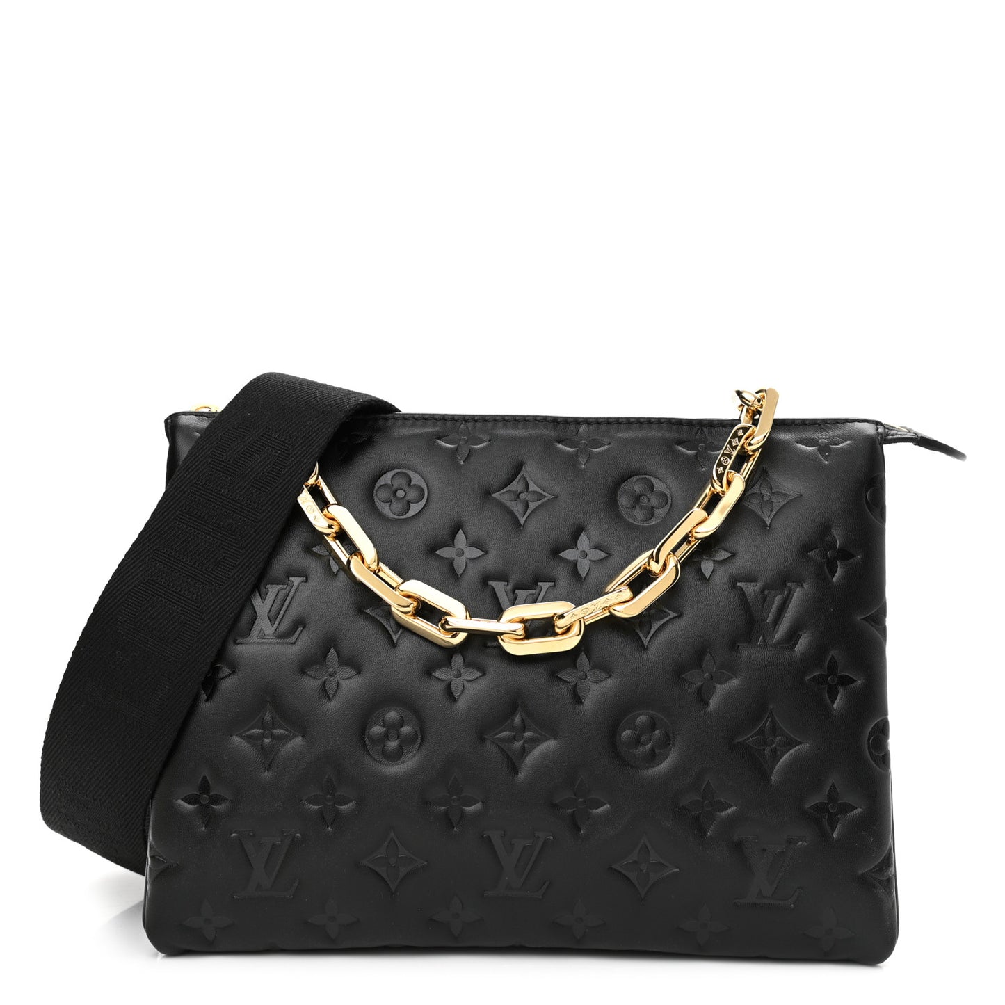Lambskin Embossed Monogram Coussin PM Black