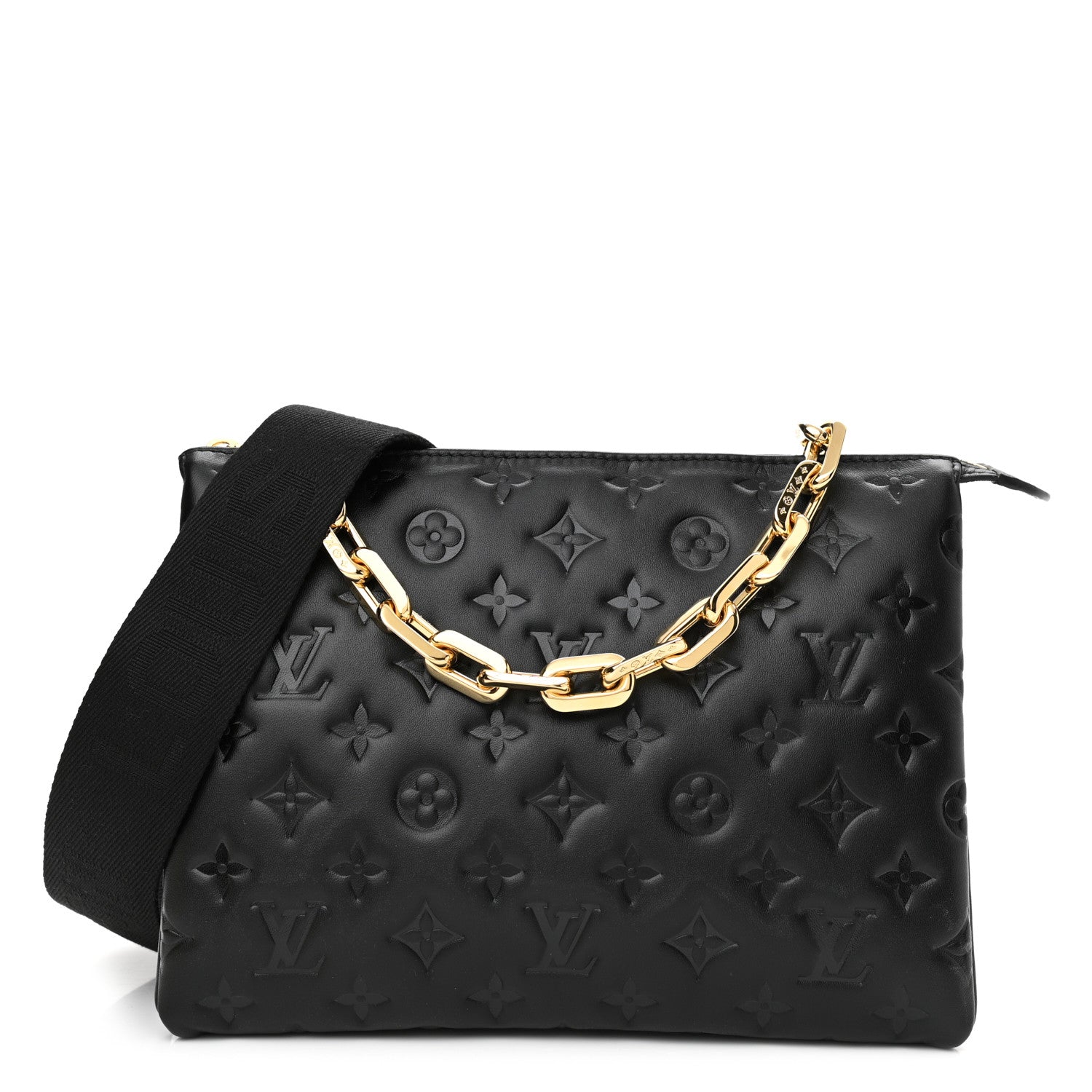Louis Vuitton Lambskin Embossed Monogram Coussin PM Black 1 of 9