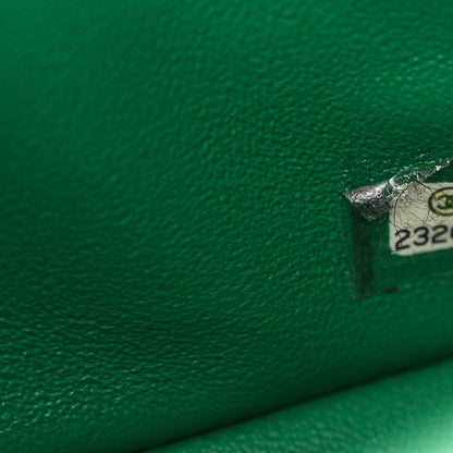 Chanel Lambskin Quilted Mini Rectangular Flap Dark Green 7 of 12
