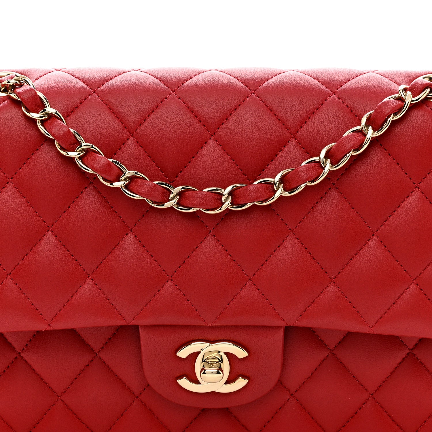 Chanel Lambskin Quilted Medium Double Flap Red 8 of 14