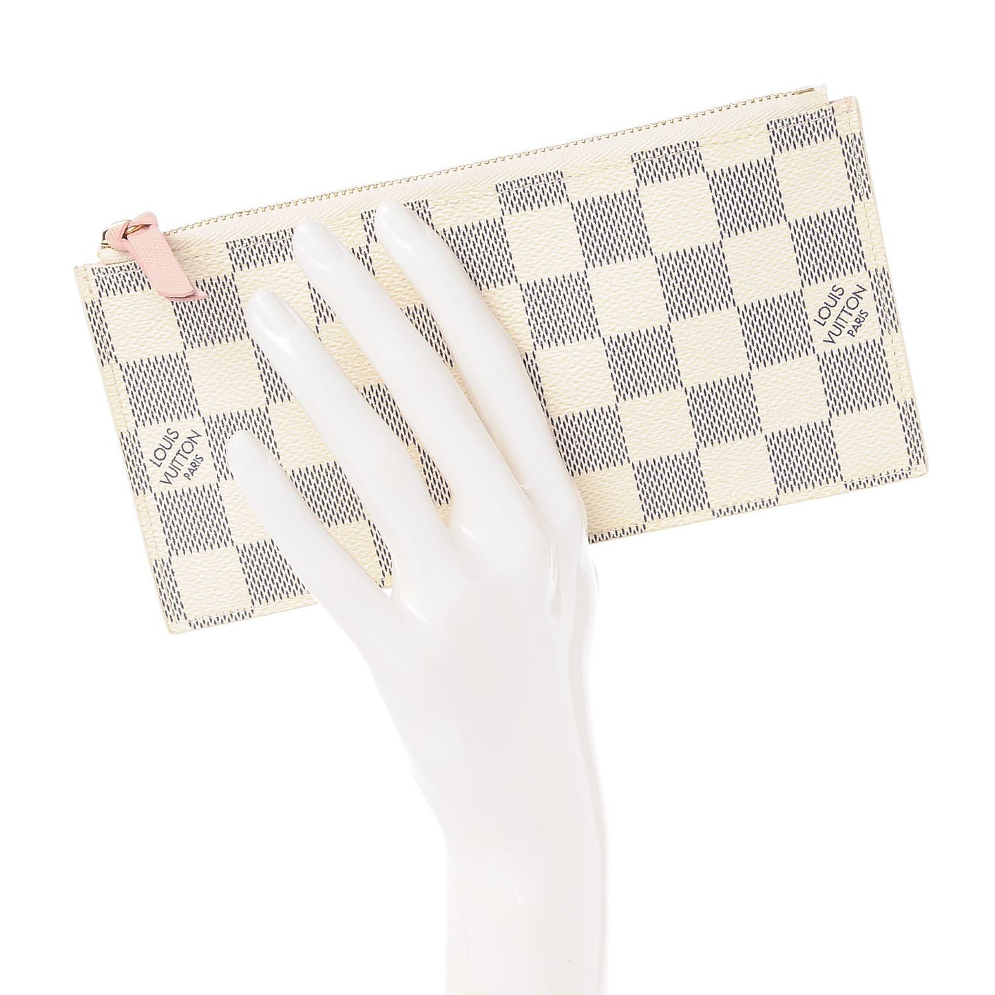 Damier Azur Felicie Chain Wallet Zippered Insert Rose Ballerine