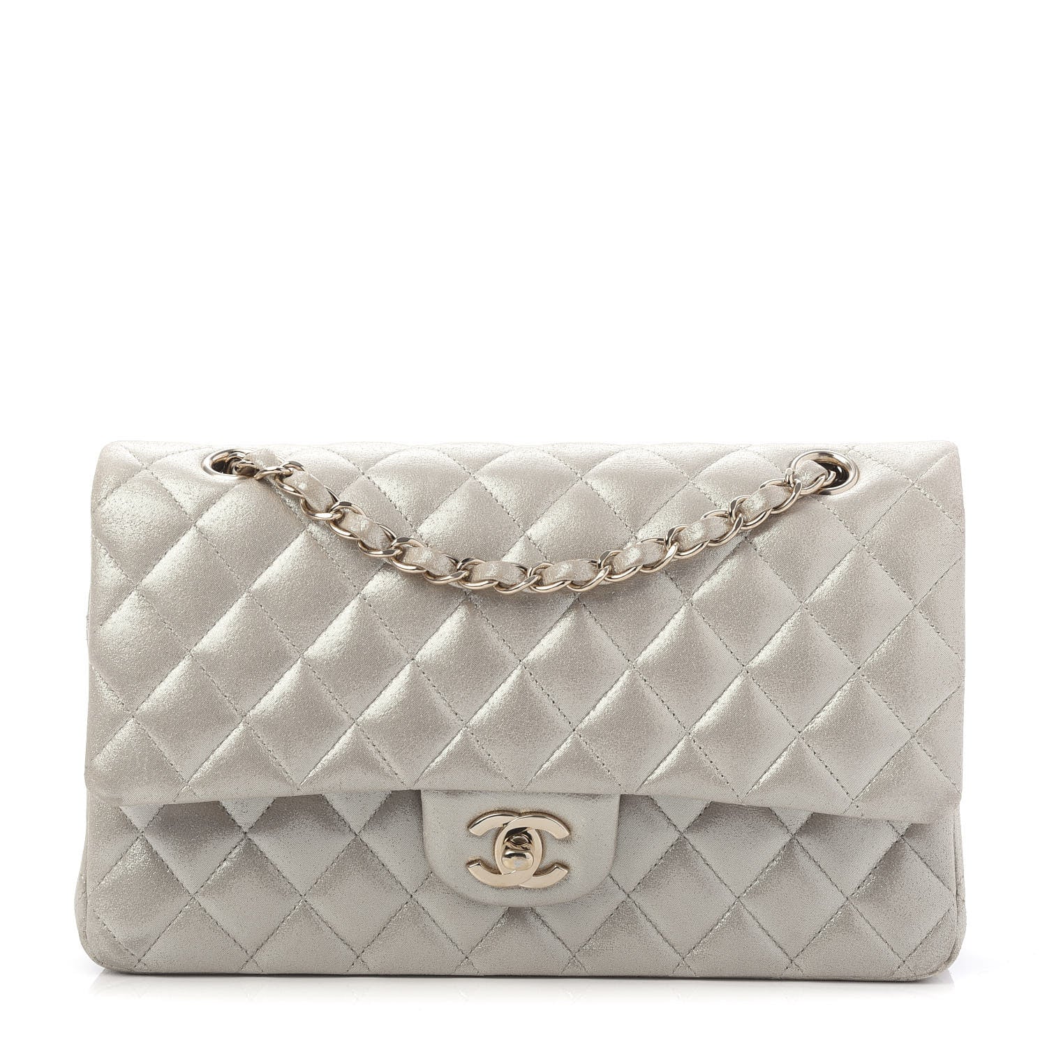 Chanel Iridescent Calfskin Quilted Medium Double Flap Silver 1 of 10