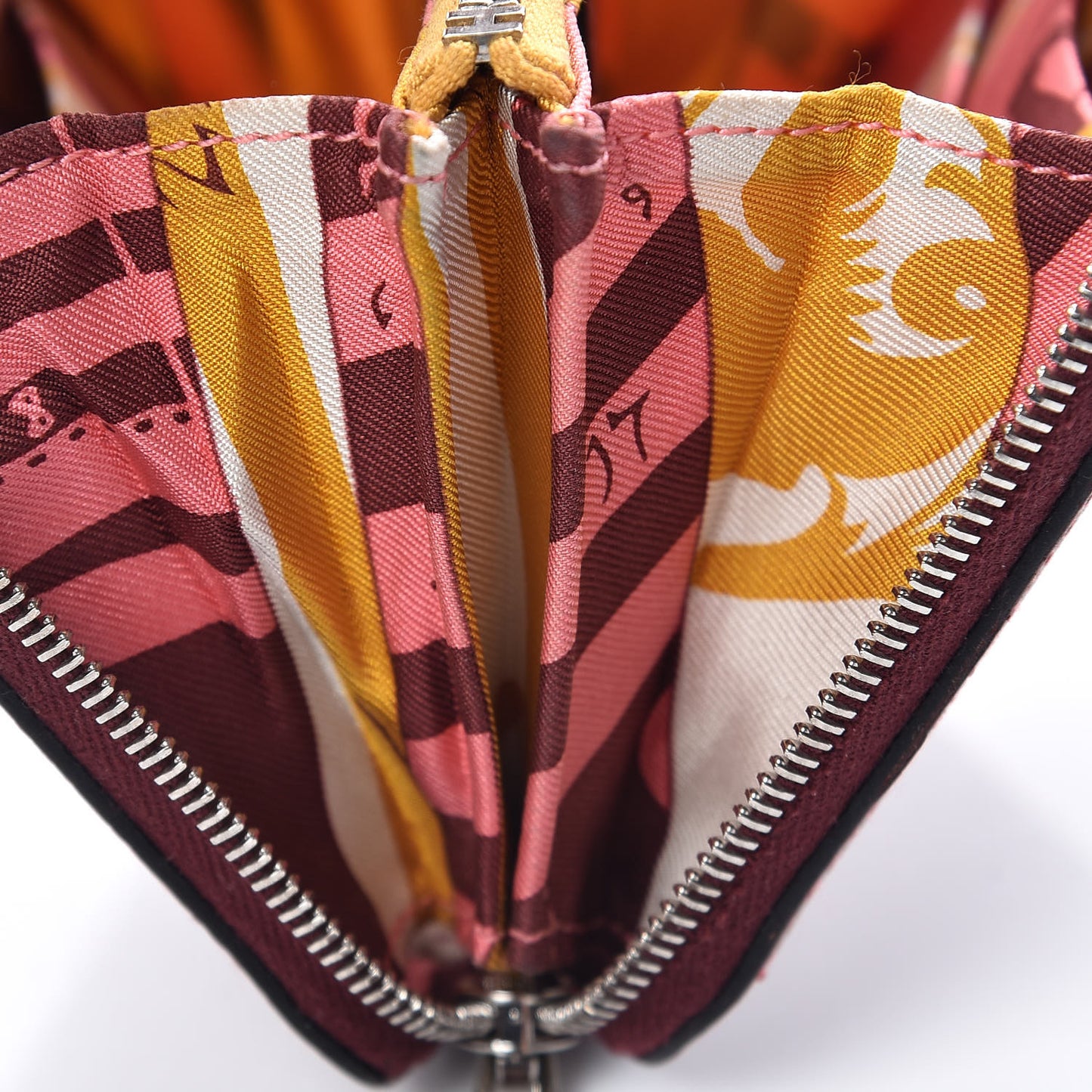 Epsom Silk'In Compact Wallet Rouge H Jaune Ambre Rose Ete